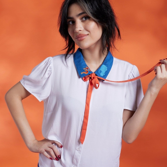 Her Universe Freddy Jones Scooby Doo Blouse Women's 2X Halloween Embroidered - Picture 1 of 8
